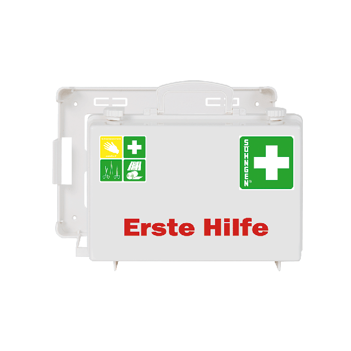 Trousse de premiers secours SN-CD blanche avec contenu standard conforme à la norme DIN 13157