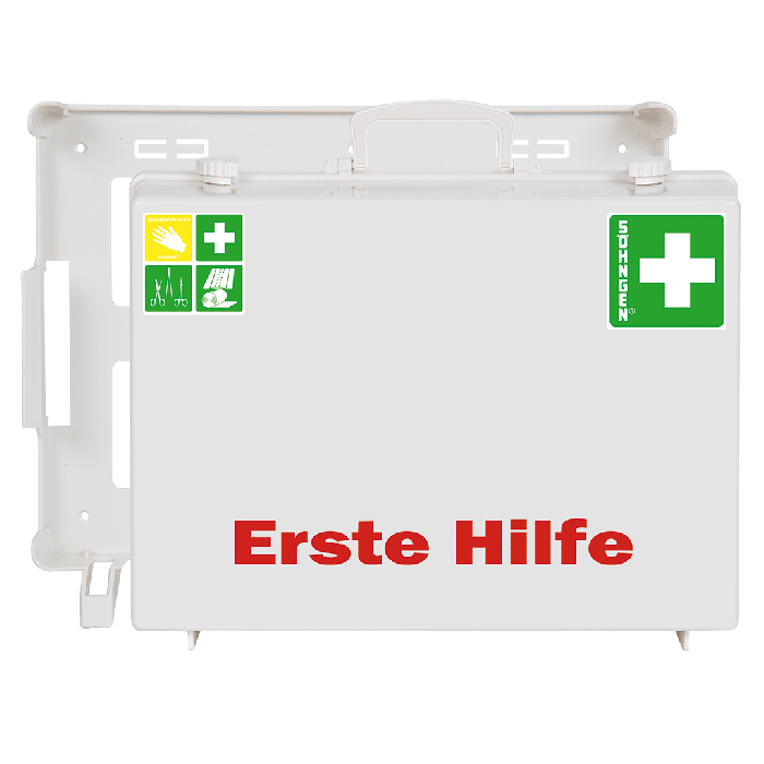 Trousse de premiers secours MT-CD blanche avec contenu standard conforme à la norme DIN 13169