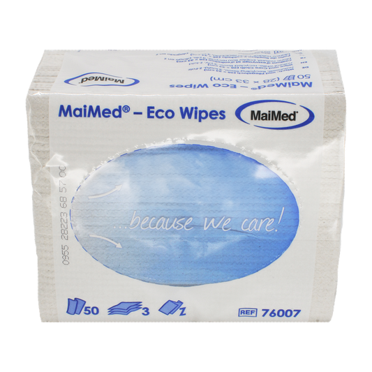 MaiMed- Eco Wipes - poets- en verzorgingsdoek, 28x33cm gerecycled tissue, natuurlijk wit, 3-laags, 50 stuks/pak | Pak (50 stuks)