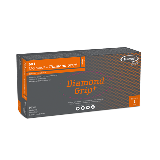 MaiMed-Diamond Grip+ oranje, niet-steriele, PF latexvrije nitrilhandschoen