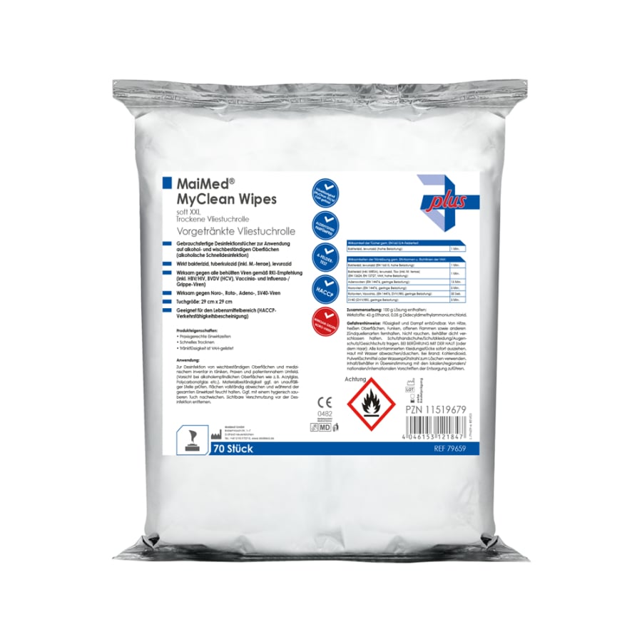 MaiMed MyClean Wipes zacht XXL desi doekjes, navulling 70 vellen, onverzadigd, 28x30cm | Pak (70 vellen)