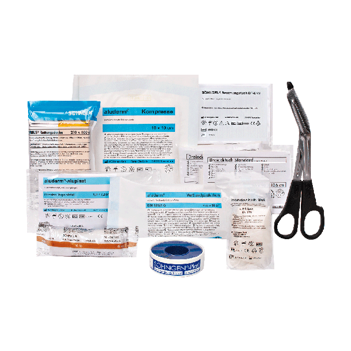 Trousse de premiers secours « Austria » orange pour véhicules à une voie, conforme à la norme ÖNORM V 5100