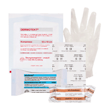 Kit de formation aux premiers secours, type á, avec gants, conditionnement de 50 pièces