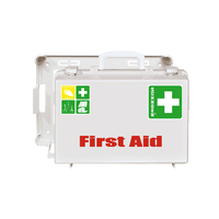 Trousse de premiers secours SN-CD vide, blanche, avec l'inscription « First Aid »