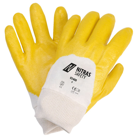 Gants en nitrile NITRAS, couleur naturelle/jaune