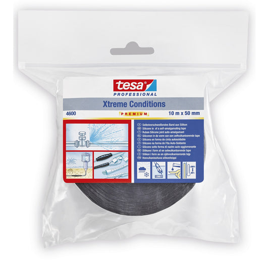 tesa 4600PRO Xtreme Conditions HD siliconenband, zwart 10 m x 50 mm
