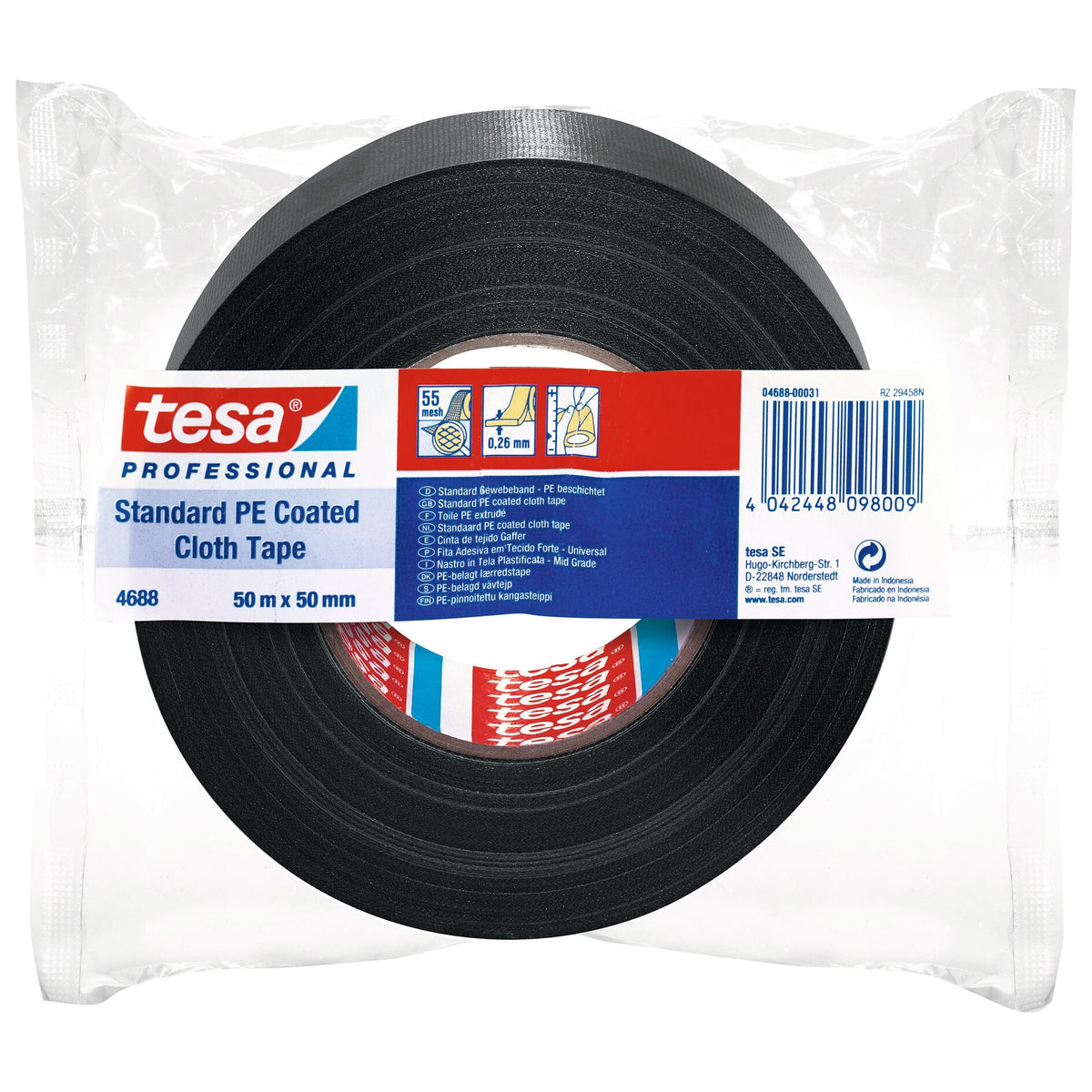 tesa Professional 4688 PE Reparaturband schwarz, 50 m x 50 mm