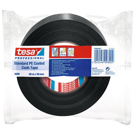 tesa Professional 4688 PE reparatietape, zwart, 50 m x 50 mm