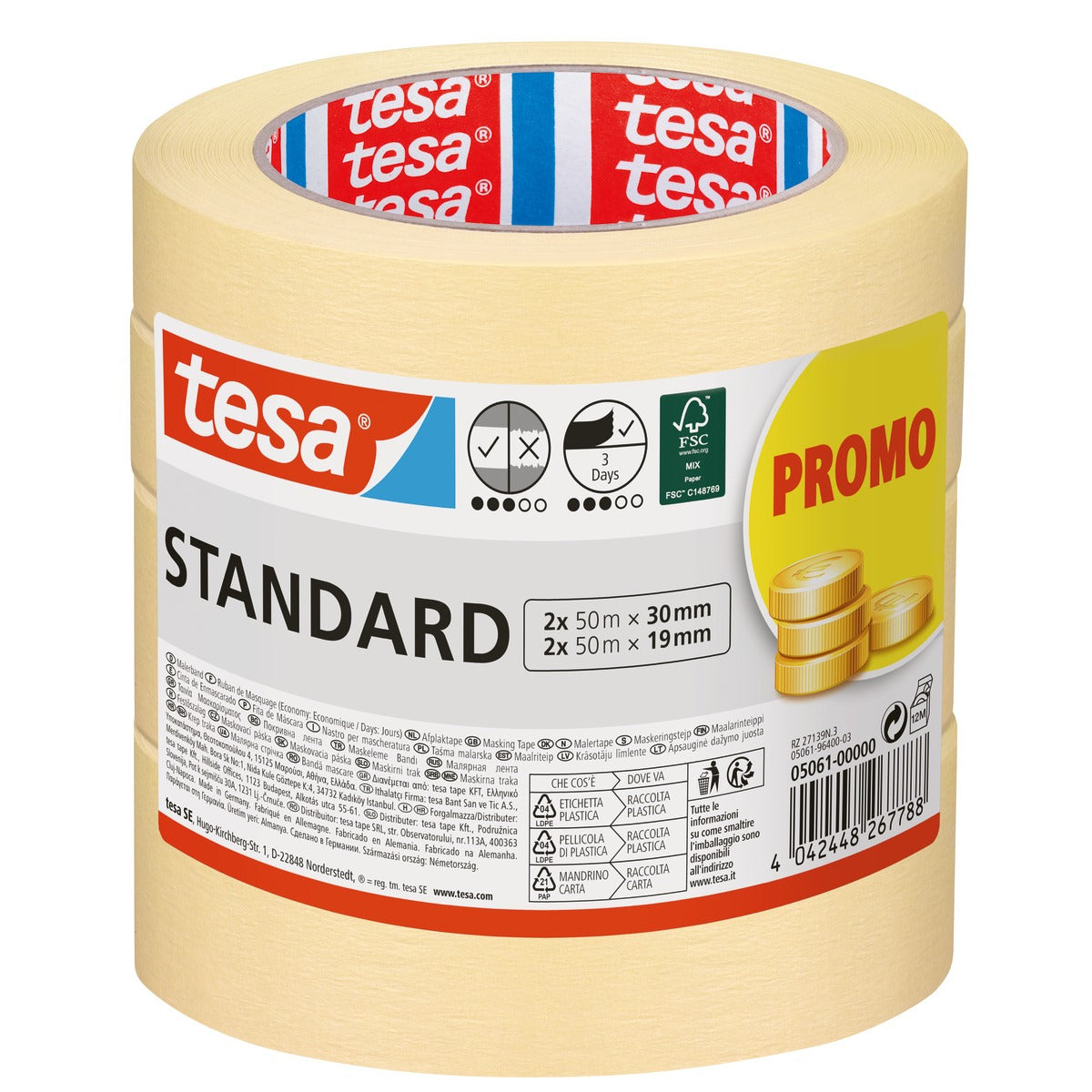 tesa Malerband Standard, 50 m x 19 mm + 50 m x 30 mm