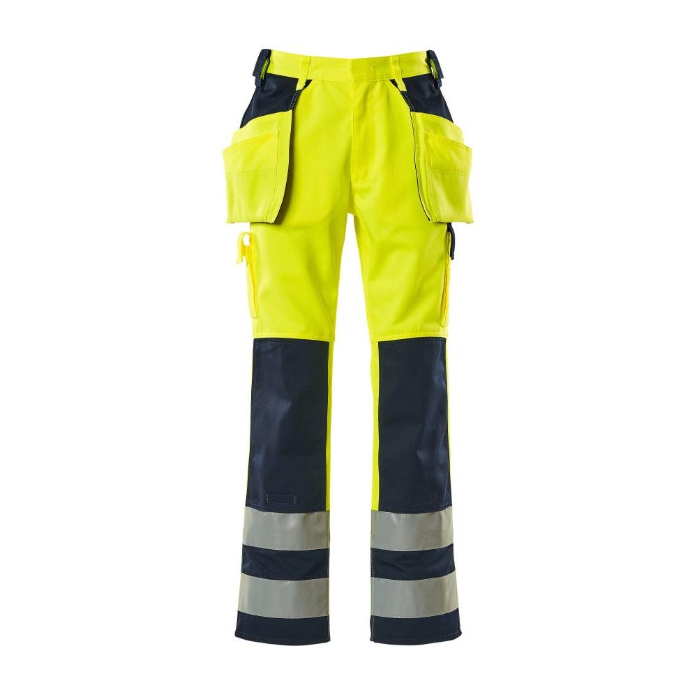 MASCOT® Almas pantalon d'artisan, jaune/bleu marine haute visibilité
