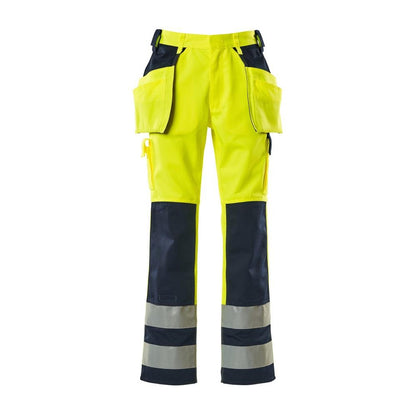MASCOT® Almas pantalon d'artisan, jaune/bleu marine haute visibilité