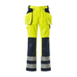 MASCOT® Almas pantalon d'artisan, jaune/bleu marine haute visibilité