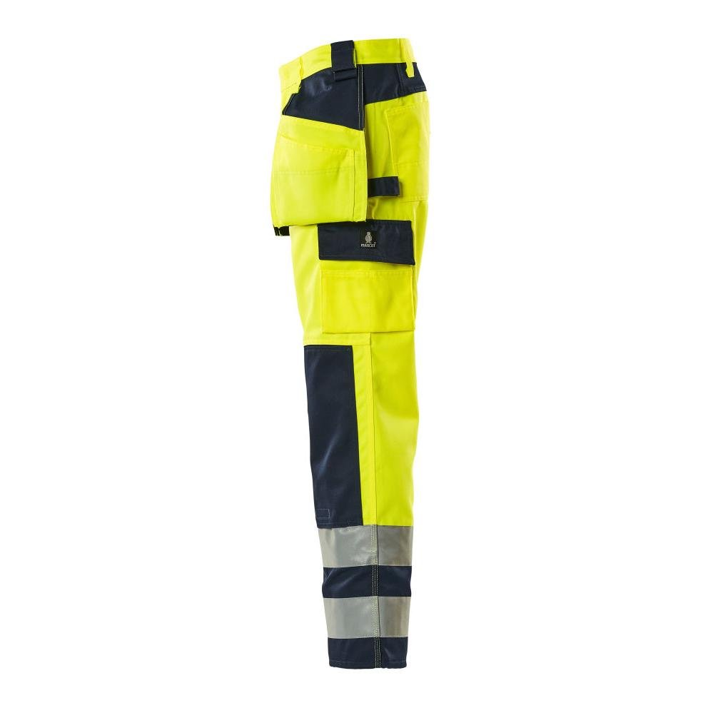 MASCOT® Almas pantalon d'artisan, jaune/bleu marine haute visibilité
