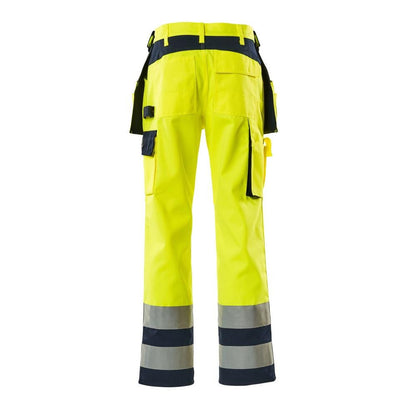 MASCOT® Almas pantalon d'artisan, jaune/bleu marine haute visibilité