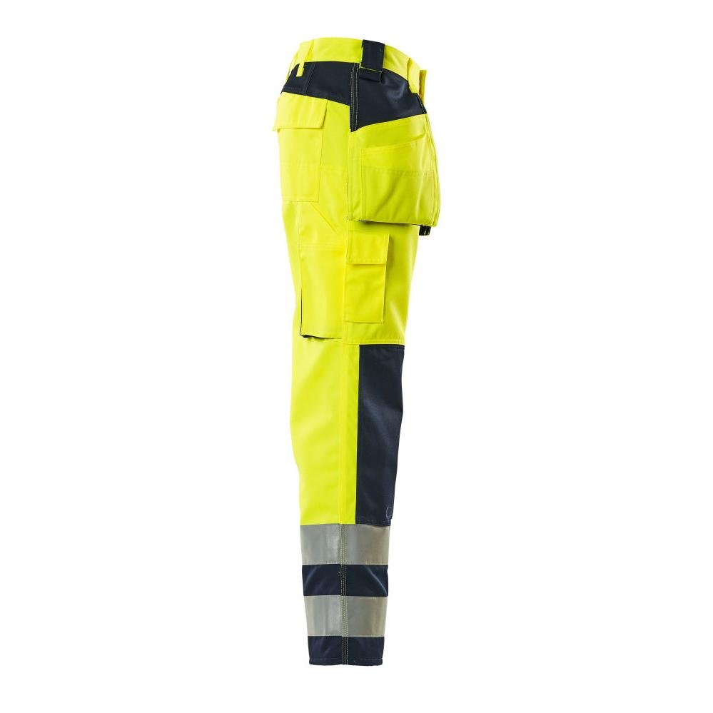 MASCOT® Almas pantalon d'artisan, jaune/bleu marine haute visibilité