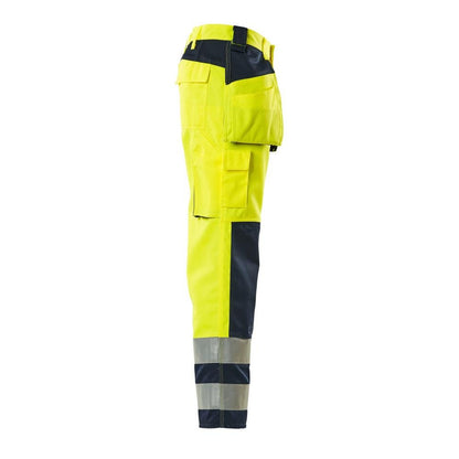 MASCOT® Almas pantalon d'artisan, jaune/bleu marine haute visibilité