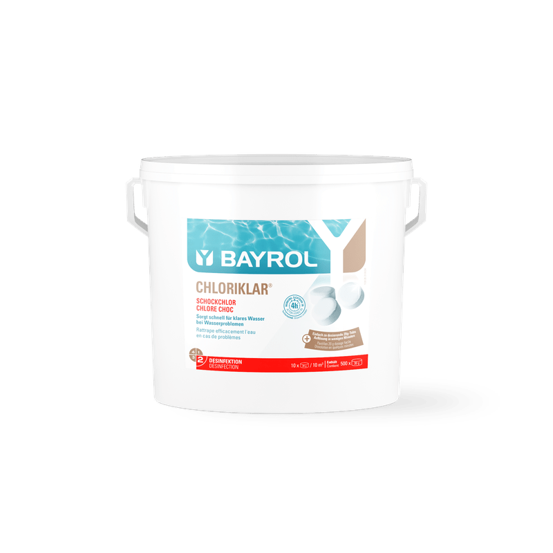 BAYROL Chloriklar® uit trichloorisocyanuurzuur met een hoog actief chloorgehalte