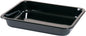 Die CPET-Schale 1 Schwarz CPET von Duni GmbH ist eine rechteckige, schwarze Schale mit abgerundeten Ecken und erhöhtem Rand - perfekt für die Gastronomie und auf weißem Hintergrund abgebildet.