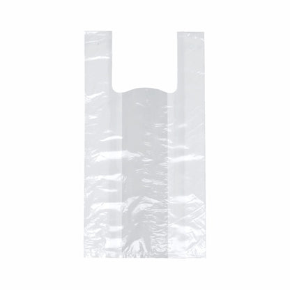 Un sac de transport Starpak 250 transparent (HDPE, 48x22x12 cm) avec poignées repose à plat sur un fond blanc simple.