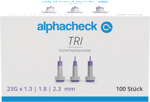 Alphacheck TRI veiligheidslancetten 23G | Pak (100 stuks)