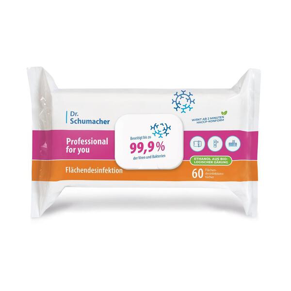 Dr. Schumacher Professional pour vos lingettes de désinfection des surfaces | Paquet (60 lingettes)