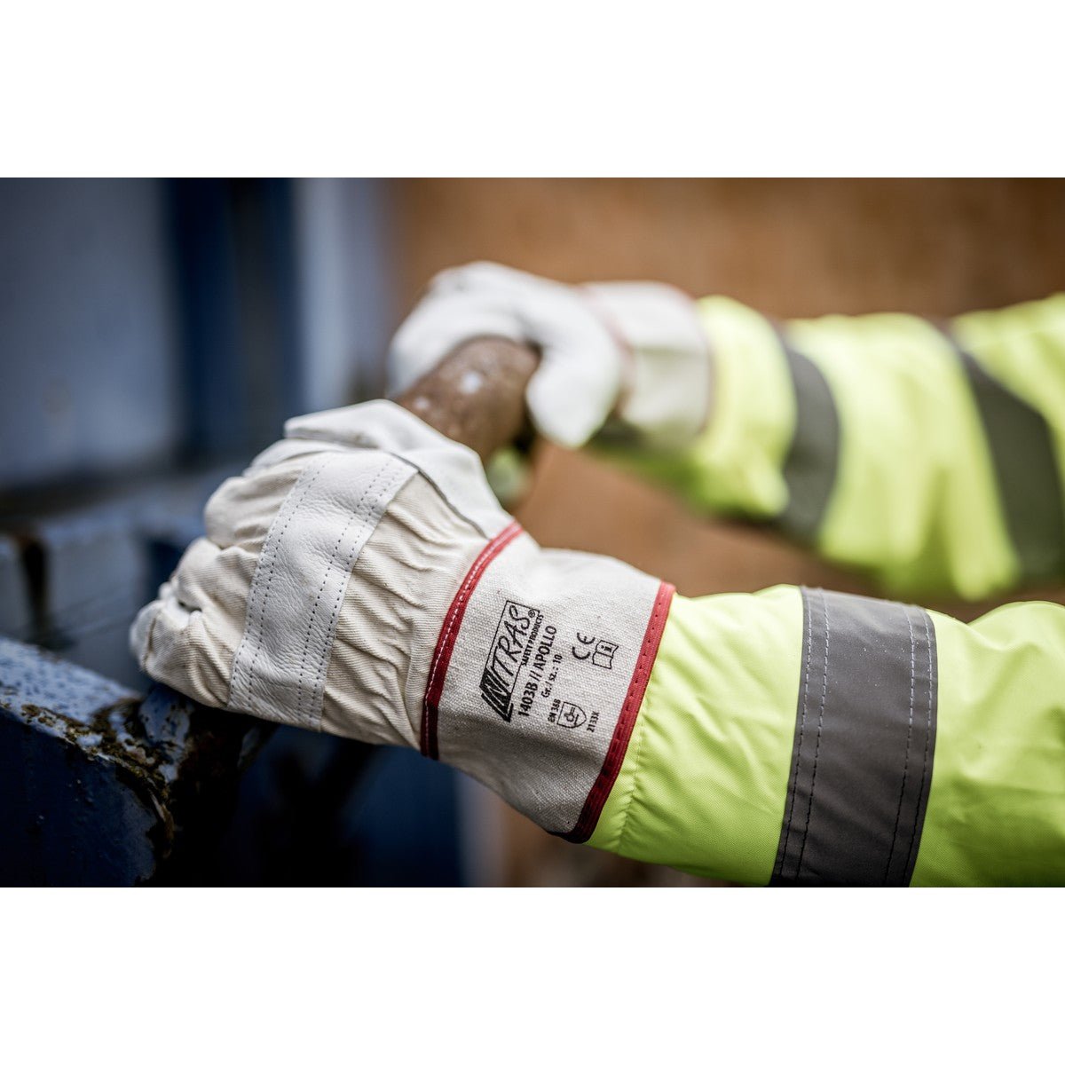 NITRAS APOLLO, handschoenen van volnerf rundleer, natuurlijke kleur/grijs