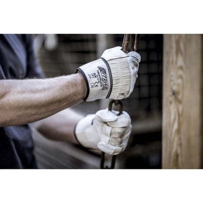 NITRAS PLUTO, gants en cuir de vachette pleine fleur, coloris naturel/gris, coton EN 388 | Paquet (12 paires)