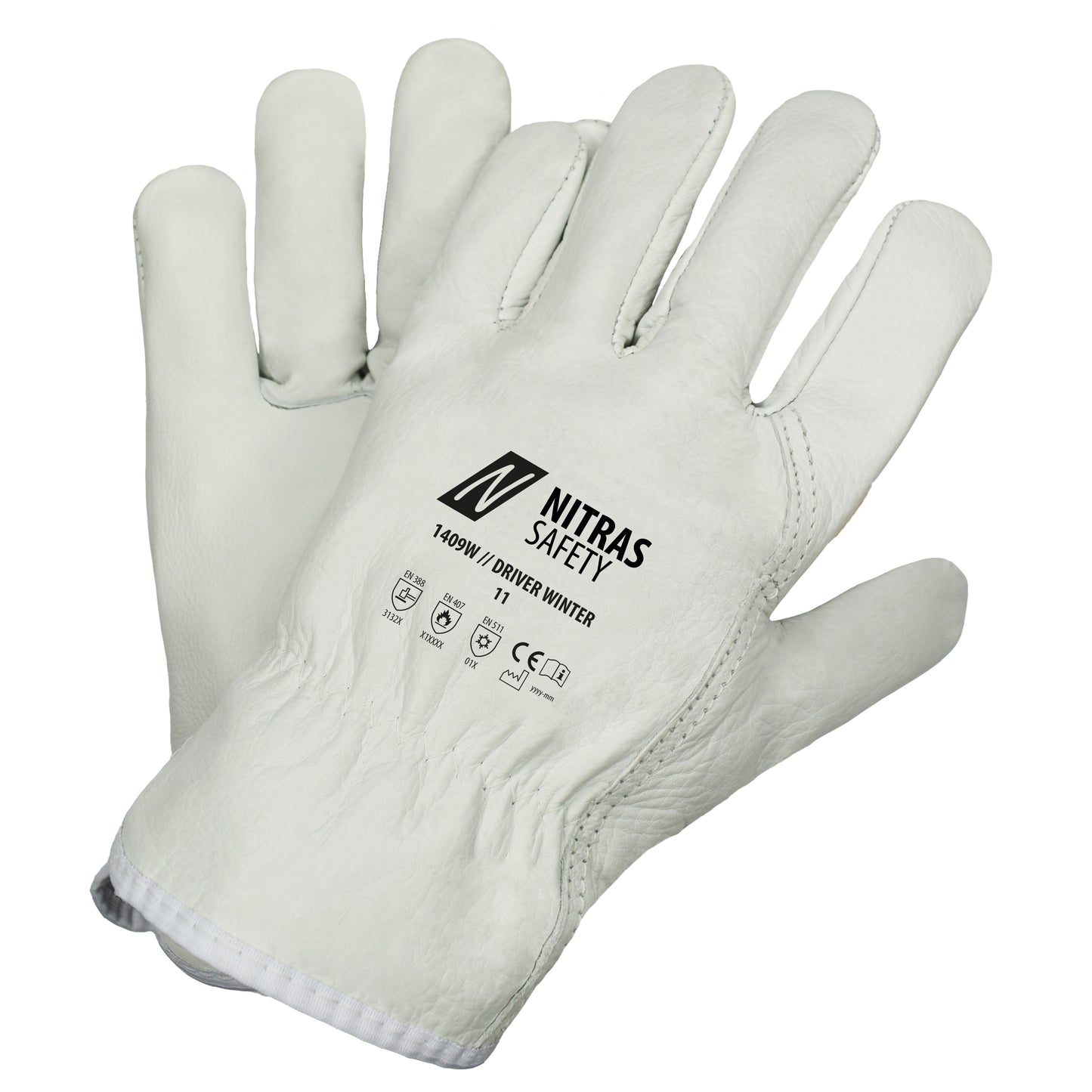 NITRAS DRIVER WINTER, handschoenen van volnerf rundleer, grijs