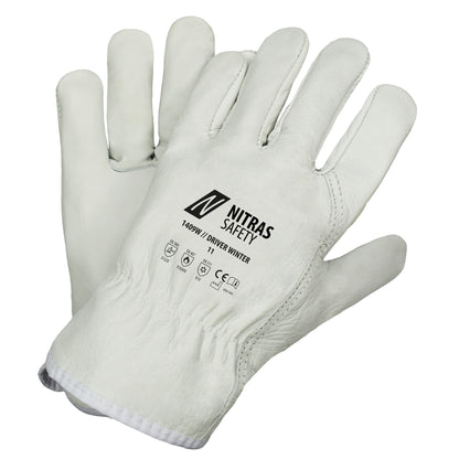 NITRAS DRIVER WINTER, handschoenen van volnerf rundleer, grijs