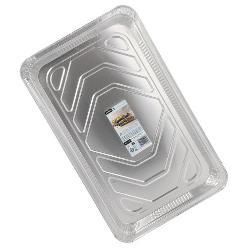 De Starpak 3 Gastronorm-container van aluminium (5,2 l, 3,7 x 32,5 x 52,5 cm) in een set van 3 stuks heeft een gemarkeerde bodem en licht verhoogde randen. Het middelste productlabel is ideaal voor de professionele keuken.