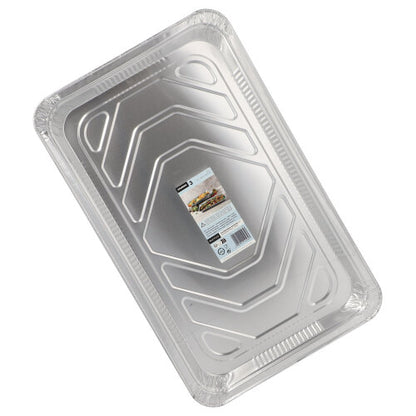 De Starpak 3 Gastronorm-container van aluminium (5,2 l, 3,7 x 32,5 x 52,5 cm) in een set van 3 stuks heeft een gemarkeerde bodem en licht verhoogde randen. Het middelste productlabel is ideaal voor de professionele keuken.