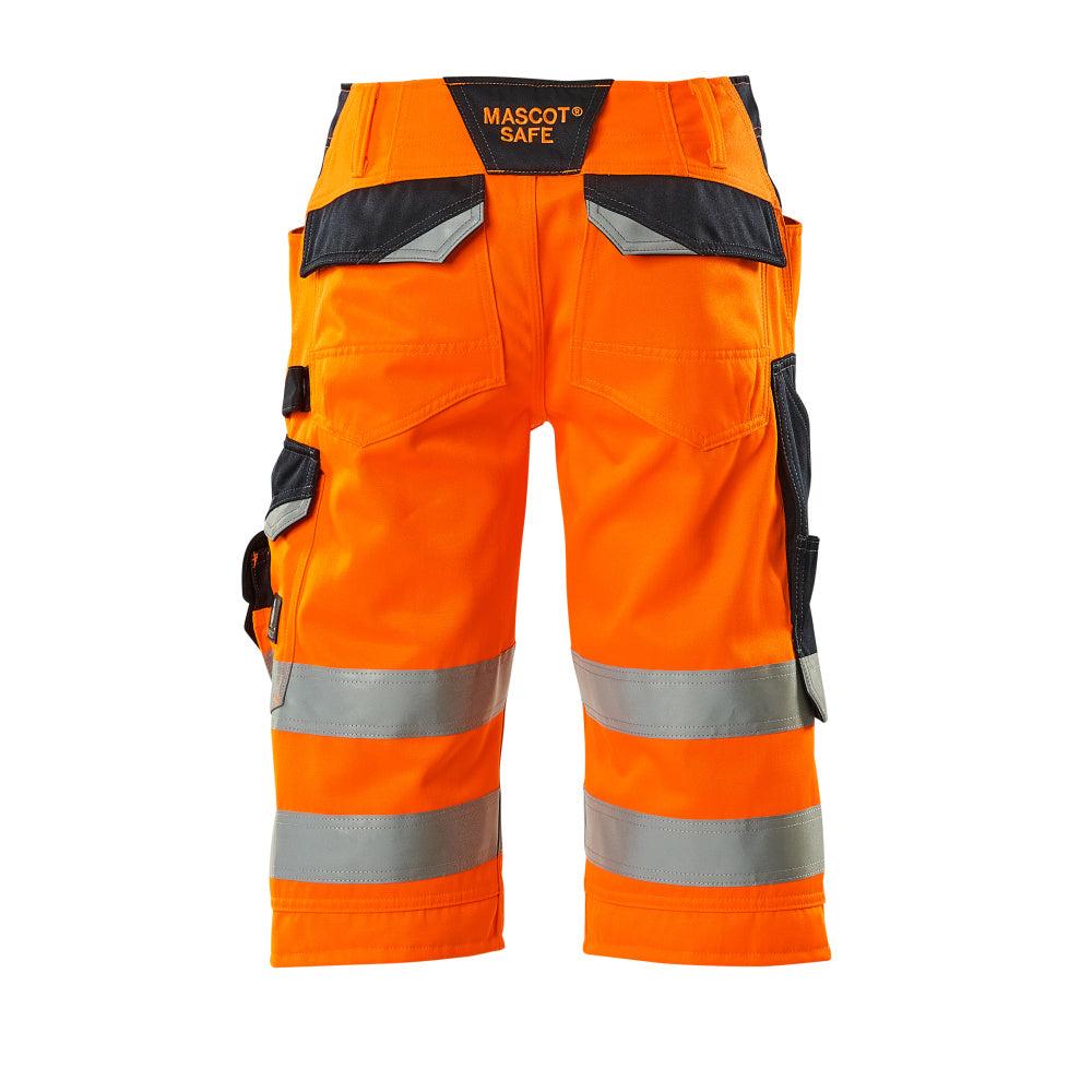 MASCOT® Luton pantalon trois-quarts, haute visibilité orange/noir-bleu