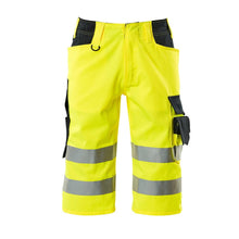 MASCOT® Luton pantalon trois-quarts, jaune haute visibilité/noir-bleu