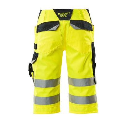 MASCOT® Luton pantalon trois-quarts, jaune haute visibilité/noir-bleu