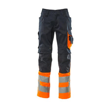 Pantalon MASCOT® Leeds, noir bleu/orange haute visibilité