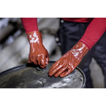 Gants NITRAS PVC, rouge, jersey coton EN 388 | Paquet (12 paires)
