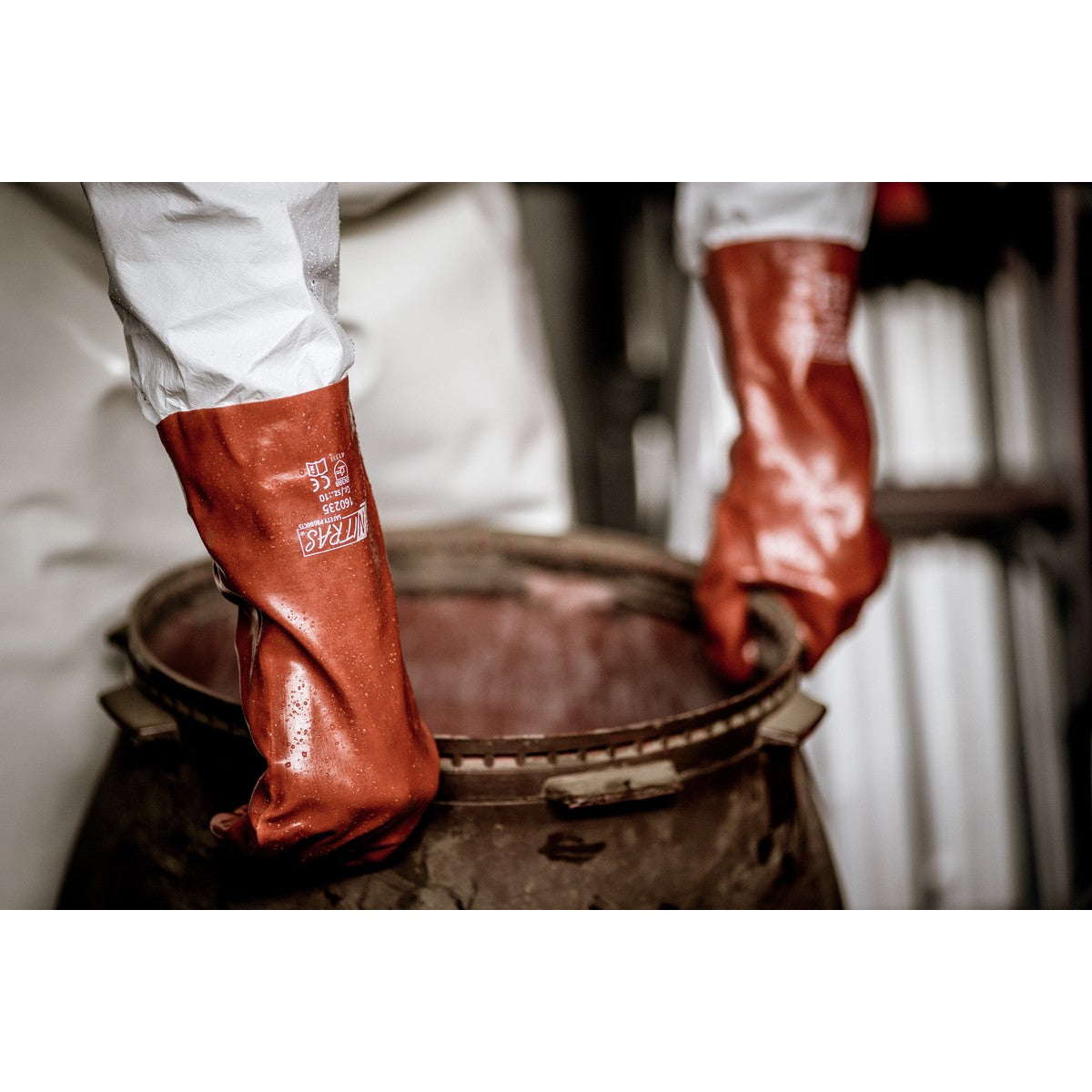 Gants NITRAS PVC, rouge, jersey coton EN 388 | Paquet (12 paires)