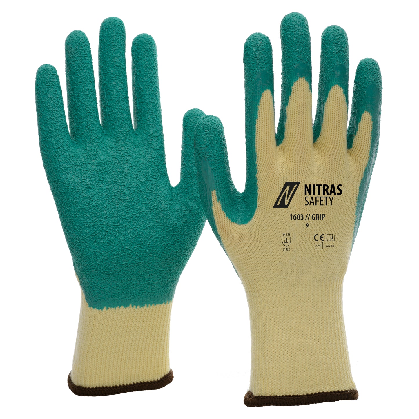 NITRAS GRIP, gants en latex, jaune/vert