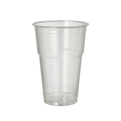 Der PAPSTAR 70 Kaltgetränkebecher aus PLA "pure" von PAPSTAR GmbH steht glasklar und umweltfreundlich aufrecht auf weißem Hintergrund - ideal für erfrischende Getränke.