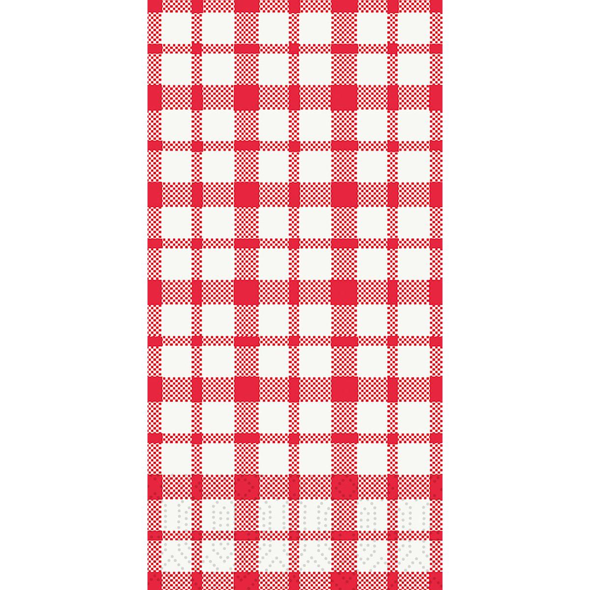 De Duni GmbH Zellt.Serv. 40x40 mm, 3-laags, 1/8 F. Giovanni-servetten (250 stuks per pak) tonen een klassiek rood-wit gingham-ruitpatroon met regelmatig terugkerend motief en een praktische 1/8-vouw.