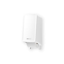 Een CWS PureLine toiletpapierdispenser (1 stuk) van CWS, wandgemonteerd met een zichtbare rol, afgebeeld tegen een eenvoudige witte achtergrond.