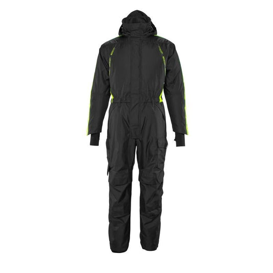 Salopette avec poches genoux, combinaison d'hiver légère, noir/jaune haute visibilité