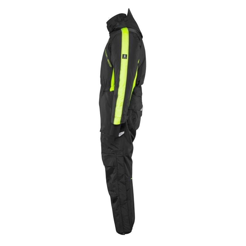 Salopette avec poches genoux, combinaison d'hiver légère, noir/jaune haute visibilité
