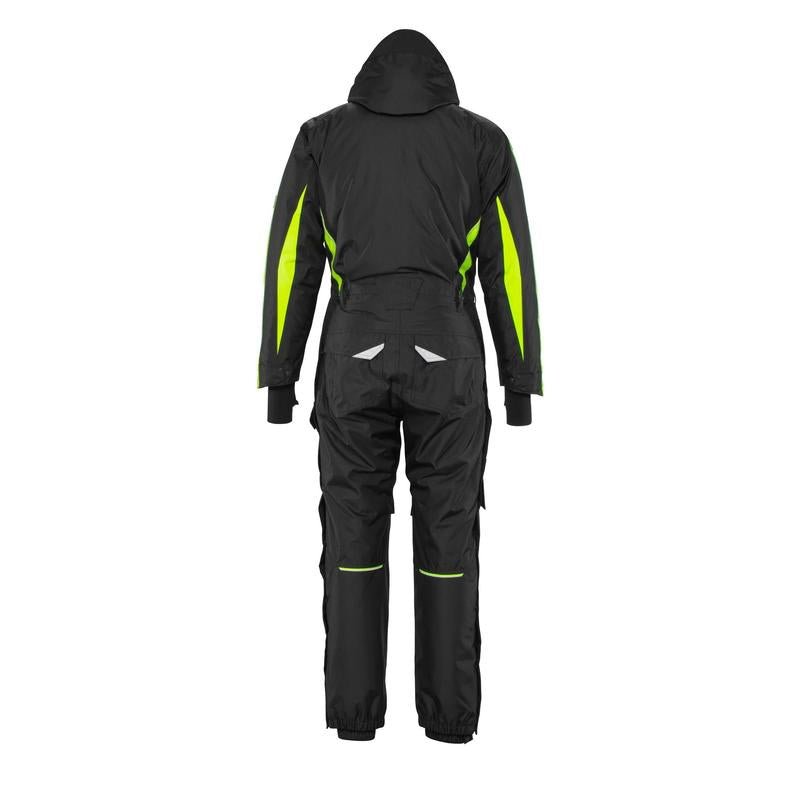 Salopette avec poches genoux, combinaison d'hiver légère, noir/jaune haute visibilité