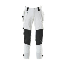 Broek met hangende zakken, stretchbroek, wit