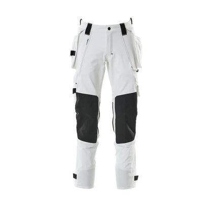 Broek met hangende zakken, stretchbroek, wit