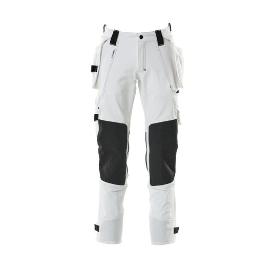 Broek met hangende zakken, stretchbroek, wit