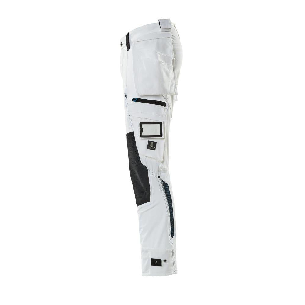 Broek met hangende zakken, stretchbroek, wit