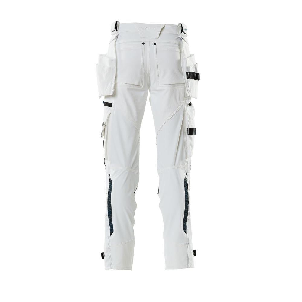 Broek met hangende zakken, stretchbroek, wit