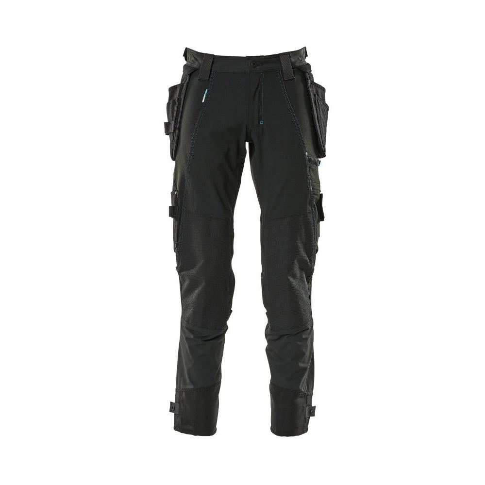 Pantalon avec poches suspendues, pantalon stretch, noir